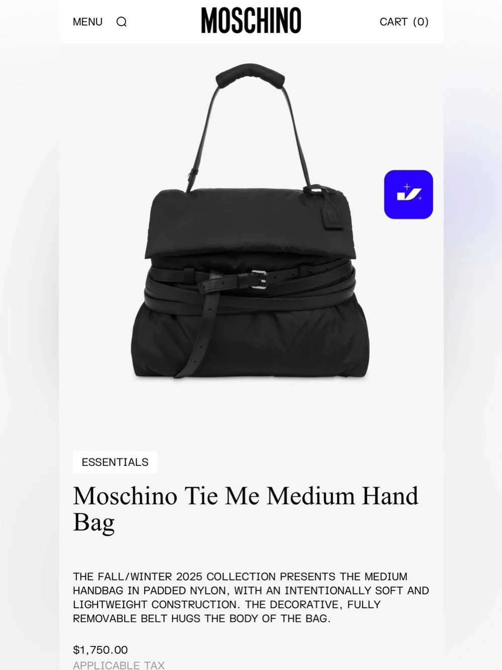 Moschino Men's Black Puffer Tote Bag with Leather Trim